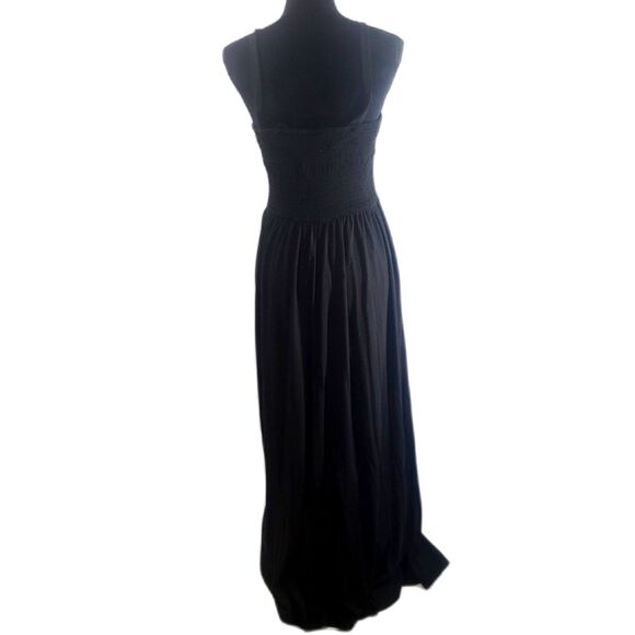 Faded Glory Black Shirred Bodice Maxi Dress Size 1X/16W - Picture 3 of 8